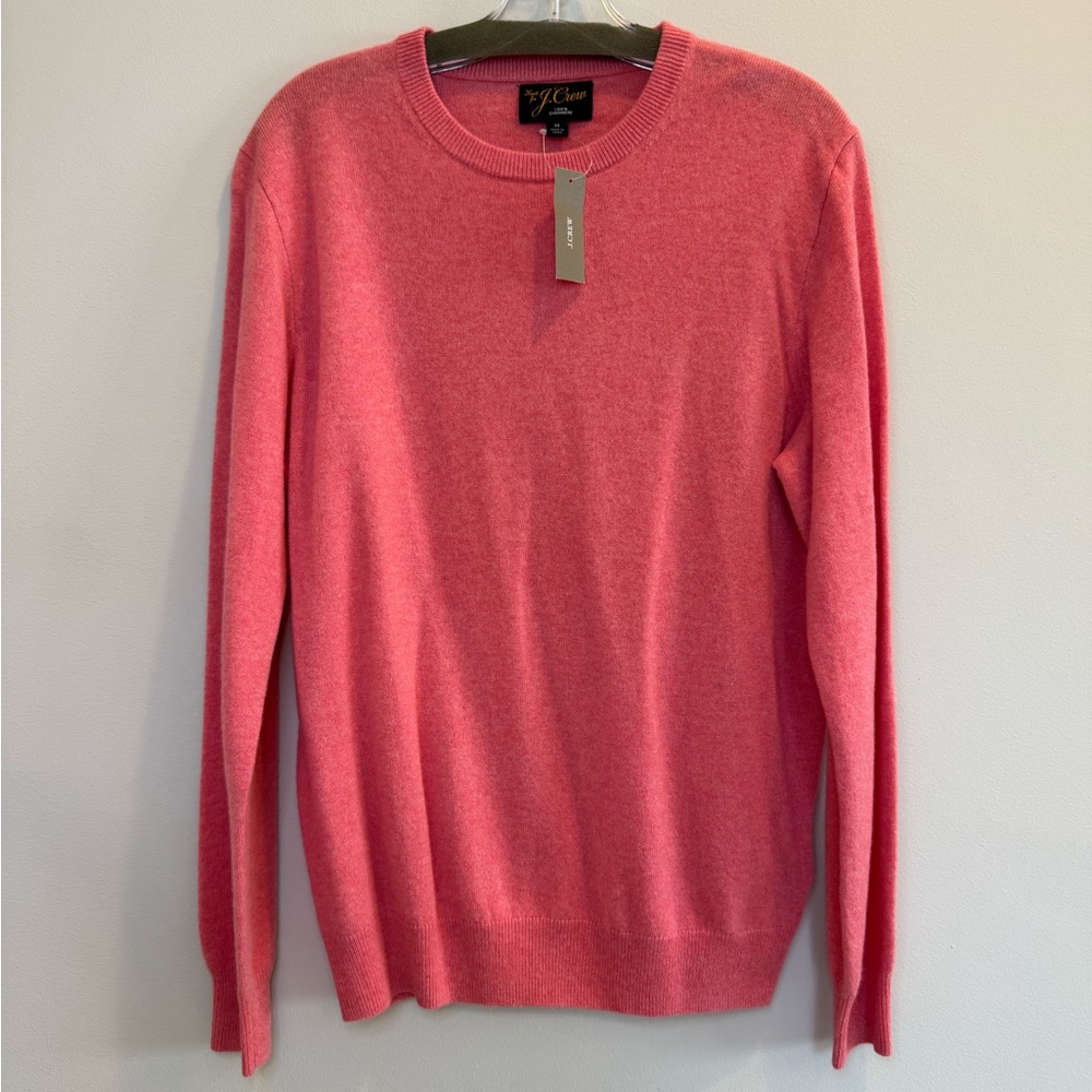 NWT J. Crew Men's Coral Cashmere Crewneck Sweater, Size M